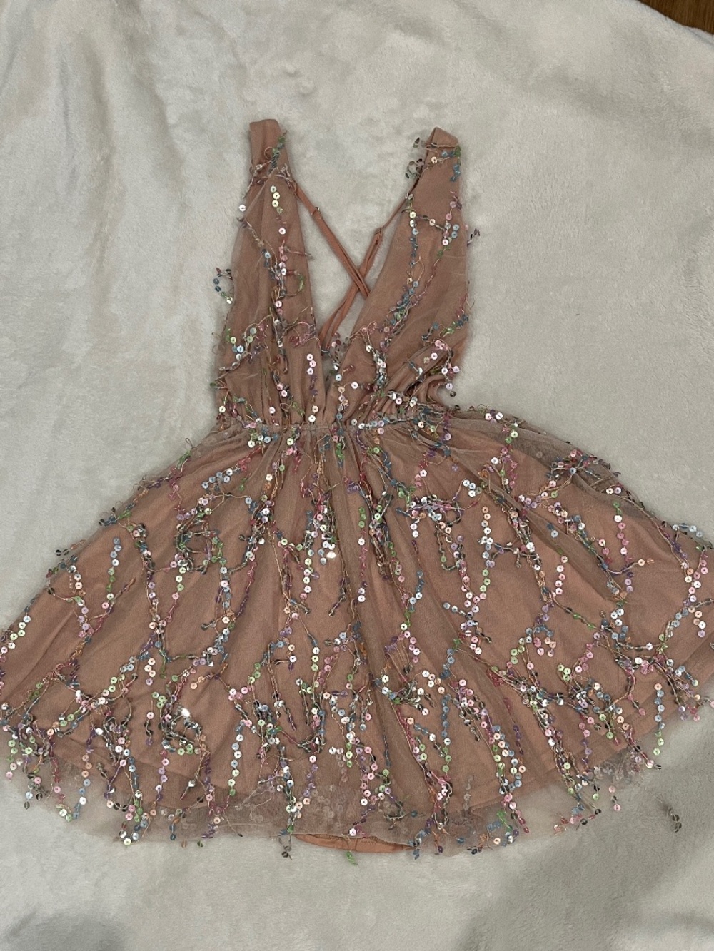 Selfie Leslie blush sparkly dress size small